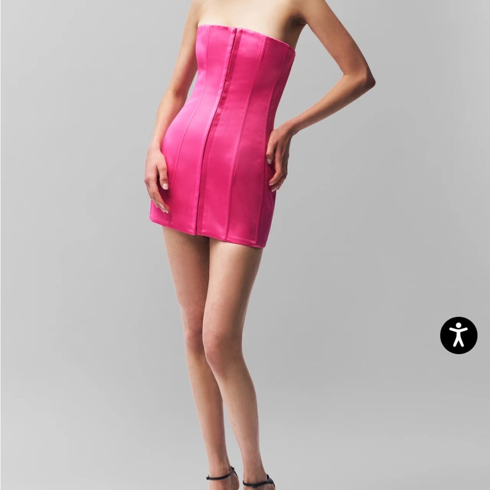 Danielle Guizio Vibrant Pink Strapless Dress